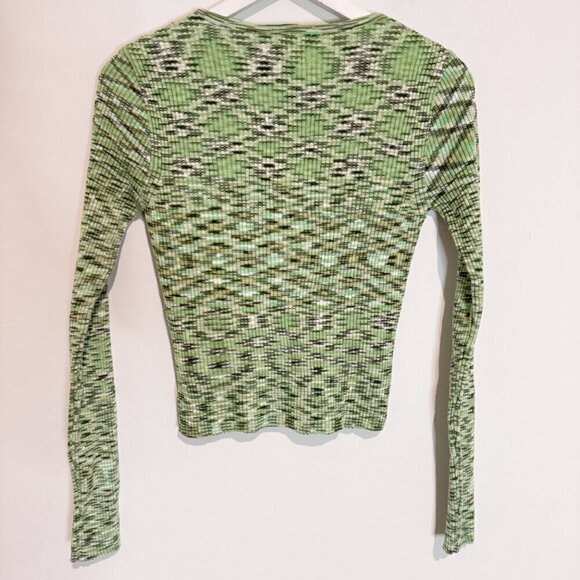 NWT ASOS Space Dye Tie Front Cutout Knit Cardigan Blouse Top Green New Size 2 - Picture 7 of 7